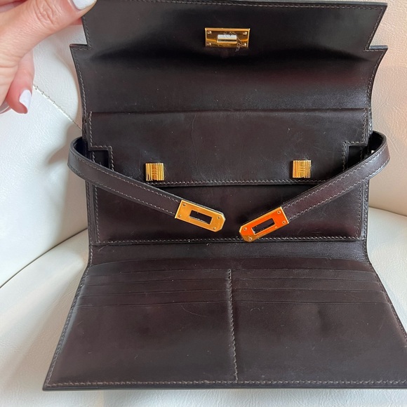 💯 Authentic Hermès Kelly Longue Wallet dark brown—SOLD - Picture 11 of 16